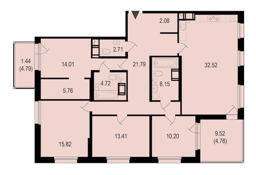 Четырехкомнатная квартира в : площадь 135.37 м2 , этаж: 10 – купить в Санкт-Петербурге